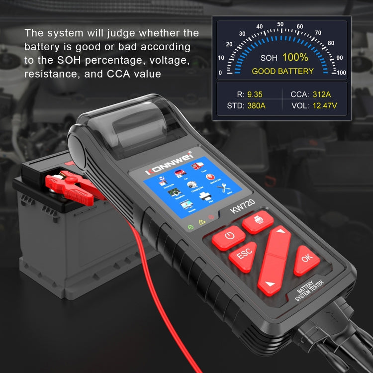 KONNWEI KW720 Car 3.2 inch 6V-24V Lead-acid Battery Tester with Printer, KW720 KONNWEI KW720 Car 3.2 inch 6V-24V Lead-acid Battery Tester with Printer, KW720